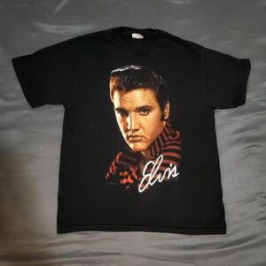 ELVIS Vintage Black Single Stitch T-Shirt Size Large FLAW